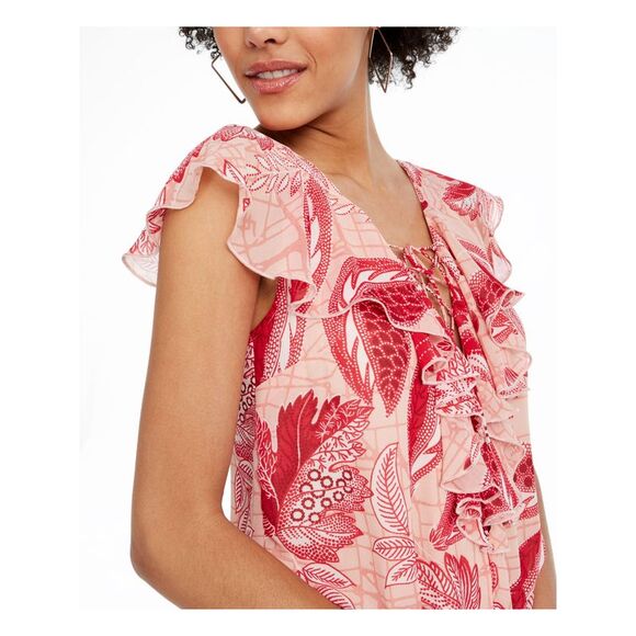 GUESS Womens Red Floral Bodysuit Size: XS - Picture 3 of 4